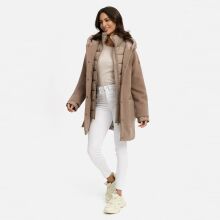 Navahoo Flauschwunder Damen Winterjacke Taupe Grey Größe S - Gr. 36