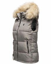 Marikoo Eisflöckchen Damen Winter Steppweste mit Fellkragen Grau Größe XXXL - Gr. 46