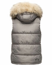 Marikoo Eisflöckchen Damen Winter Steppweste mit Fellkragen Grau Größe XXXL - Gr. 46