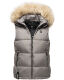 Marikoo Eisflöckchen Damen Winter Steppweste mit Fellkragen Grau Größe XXXL - Gr. 46
