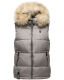 Marikoo Eisflöckchen Damen Winter Steppweste mit Fellkragen Grau Größe XXXL - Gr. 46