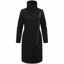Navahoo Samtrose Damen Mantel mit Stehkragen  Schwarz-Größe XS - Gr. 34