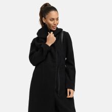 Navahoo Samtrose Damen Mantel mit Stehkragen  Schwarz-Größe XS - Gr. 34