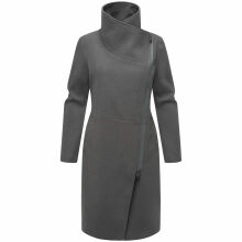 Navahoo Samtrose Damen Mantel mit Stehkragen  Anthrazit-Größe XS - Gr. 34