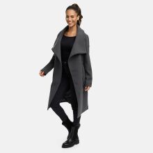 Navahoo Samtrose Damen Mantel mit Stehkragen  Anthrazit-Größe XS - Gr. 34