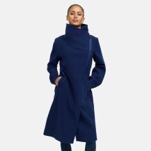 Navahoo Samtrose Damen Mantel mit Stehkragen  Navy-Größe XS - Gr. 34
