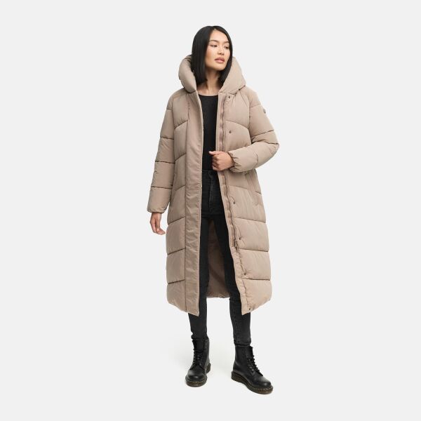 Navahoo Eisblick Damen Winter Steppmantel  Taupe Grey-Größe S - Gr. 36