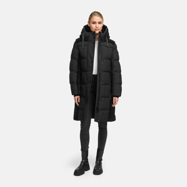 Navahoo Funkelteddy Damen Winter Steppmantel Parka  Schwarz-Größe XS - Gr. 34