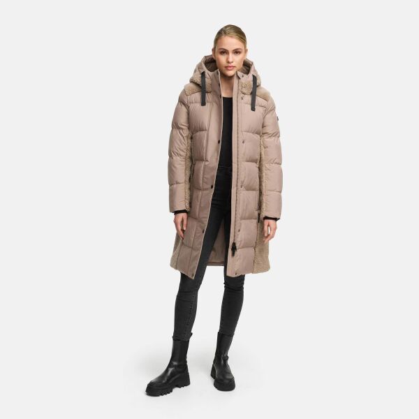 Navahoo Funkelteddy Damen Winter Steppmantel Parka  Taupe Grey-Größe XS - Gr. 34