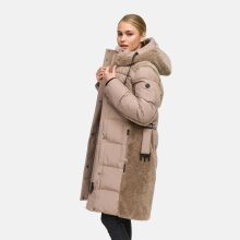 Navahoo Funkelteddy Damen Winter Steppmantel Parka  Taupe Grey-Größe XS - Gr. 34