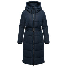 Navahoo Herbstnebel Damen Winter Steppmantel lang  Navy Größe XS - Gr. 34