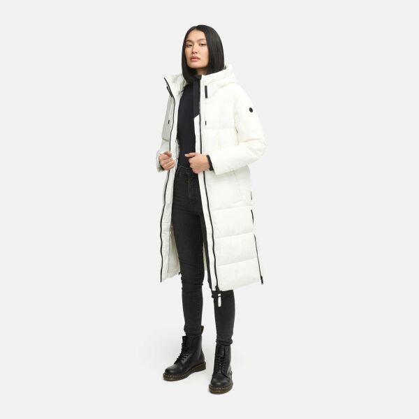 Navahoo Herbstnebel Damen Winter Steppmantel lang  Offwhite  Größe XS - Gr. 34