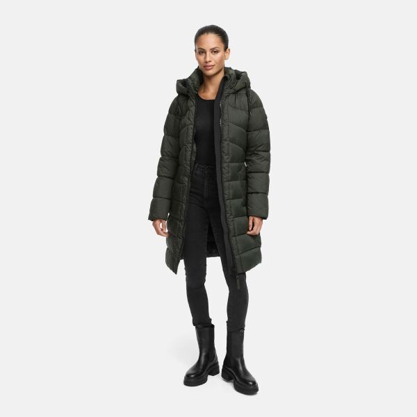 Marikoo Kaltnäschen Damen Winter Steppmantel Jacke  Dark Olive-Größe XXXL - Gr. 46