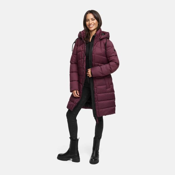 Marikoo Kaltnäschen Damen Winter Steppmantel Jacke  Wine-Größe M - Gr. 38