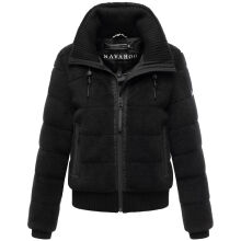 Navahoo Schneepuder Damen Herbst Winter flauschige Teddyfell Jacke gefüttert  Schwarz-Größe XS - Gr. 34