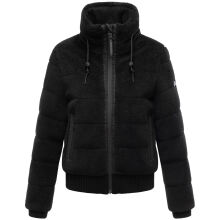 Navahoo Schneepuder Damen Herbst Winter flauschige Teddyfell Jacke gefüttert  Schwarz-Größe XS - Gr. 34