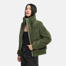 Navahoo Schneepuder Damen Herbst Winter flauschige Teddyfell Jacke gefüttert  Olive Leaf-Größe XS - Gr. 34