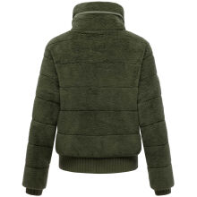 Navahoo Schneepuder Damen Herbst Winter flauschige Teddyfell Jacke gefüttert  Olive Leaf-Größe XS - Gr. 34