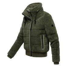 Navahoo Schneepuder Damen Herbst Winter flauschige Teddyfell Jacke gefüttert  Olive Leaf-Größe XS - Gr. 34