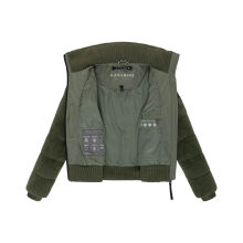 Navahoo Schneepuder Damen Herbst Winter flauschige Teddyfell Jacke gefüttert  Olive Leaf-Größe XS - Gr. 34