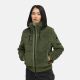 Navahoo Schneepuder Damen Herbst Winter flauschige Teddyfell Jacke gefüttert  Olive Leaf-Größe XS - Gr. 34