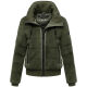 Navahoo Schneepuder Damen Herbst Winter flauschige Teddyfell Jacke gefüttert  Olive Leaf-Größe XS - Gr. 34