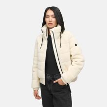 Navahoo Schneepuder Damen Herbst Winter flauschige Teddyfell Jacke gefüttert  Offwhite-Größe XS - Gr. 34