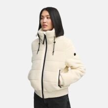 Navahoo Schneepuder Damen Herbst Winter flauschige Teddyfell Jacke gefüttert  Offwhite-Größe XS - Gr. 34