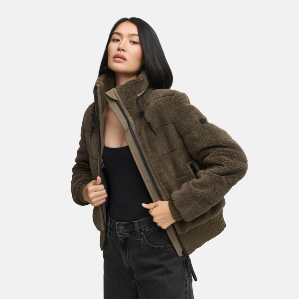 Navahoo Schneepuder Damen Herbst Winter flauschige Teddyfell Jacke gefüttert  Stone Brown-Größe XS - Gr. 34