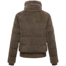 Navahoo Schneepuder Damen Herbst Winter flauschige Teddyfell Jacke gefüttert  Stone Brown-Größe XS - Gr. 34