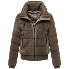 Navahoo Schneepuder Damen Herbst Winter flauschige Teddyfell Jacke gefüttert  Stone Brown-Größe XS - Gr. 34