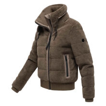 Navahoo Schneepuder Damen Herbst Winter flauschige Teddyfell Jacke gefüttert  Stone Brown-Größe XS - Gr. 34