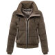 Navahoo Schneepuder Damen Herbst Winter flauschige Teddyfell Jacke gefüttert  Stone Brown-Größe XS - Gr. 34
