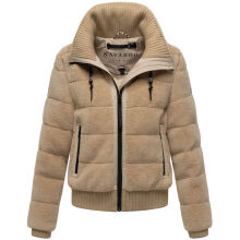 Navahoo Schneepuder Damen Herbst Winter flauschige Teddyfell Jacke gefüttert  Beige-Größe XS - Gr. 34
