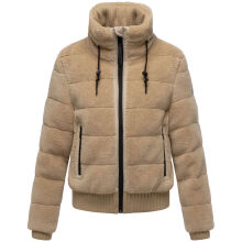 Navahoo Schneepuder Damen Herbst Winter flauschige Teddyfell Jacke gefüttert  Beige-Größe XS - Gr. 34