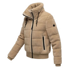 Navahoo Schneepuder Damen Herbst Winter flauschige Teddyfell Jacke gefüttert  Beige-Größe XS - Gr. 34