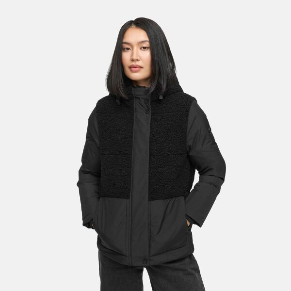 Marikoo Sheeta Damen Herbst Winter Teddyfell Jacke gefüttert  Schwarz Größe S - Gr. 36