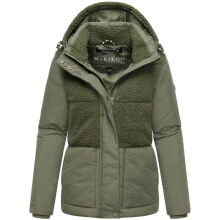 Marikoo Sheeta Damen Herbst Winter Teddyfell Jacke gefüttert  Olive Leaf Größe M - Gr. 38