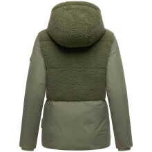 Marikoo Sheeta Damen Herbst Winter Teddyfell Jacke gefüttert  Olive Leaf Größe L - Gr. 40