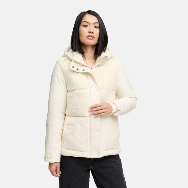 Marikoo Sheeta Damen Herbst Winter Teddyfell Jacke gefüttert  Offwhite Größe M - Gr. 38