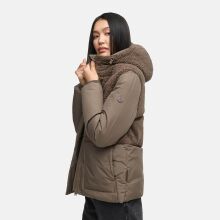Marikoo Sheeta Damen Herbst Winter Teddyfell Jacke gefüttert  Stone Brown Größe S - Gr. 36
