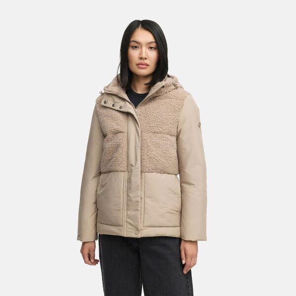 Marikoo Sheeta Damen Herbst Winter Teddyfell Jacke gefüttert  Light Taupe Größe XS - Gr. 34