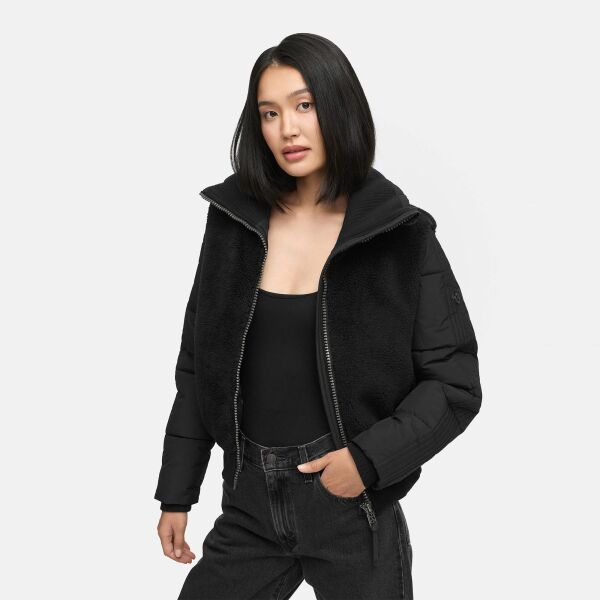 Navahoo Teddyzone Damen Winter Steppjacke gefüttert Schwarz-Größe S - Gr. 36
