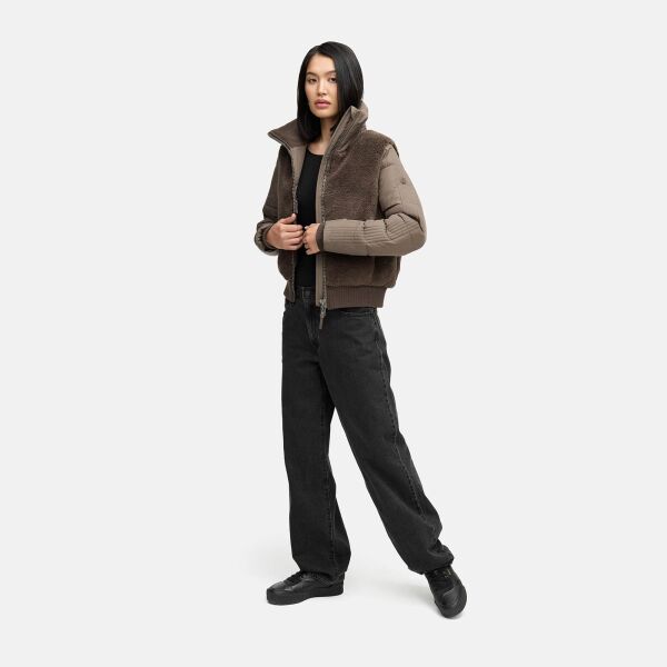 Navahoo Teddyzone Damen Winter Steppjacke gefüttert Stone Brown-Größe XS - Gr. 34