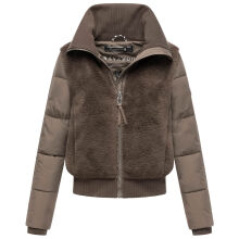 Navahoo Teddyzone Damen Winter Steppjacke gefüttert Stone Brown-Größe XS - Gr. 34