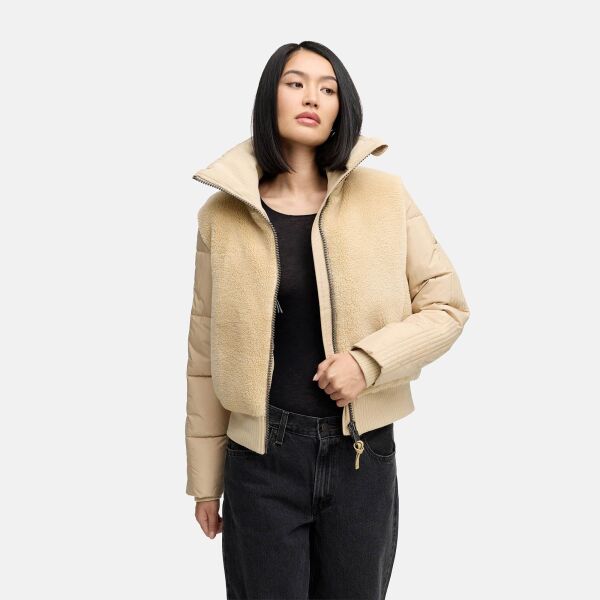 Navahoo Teddyzone Damen Winter Steppjacke gefüttert Beige-Größe XS - Gr. 34