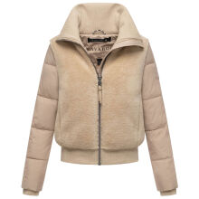 Navahoo Teddyzone Damen Winter Steppjacke gefüttert Beige-Größe XS - Gr. 34
