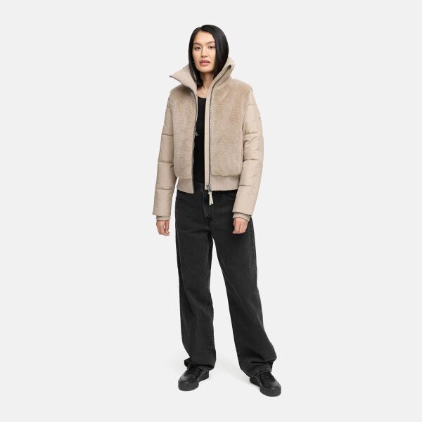 Navahoo Teddyzone Damen Winter Steppjacke gefüttert Light Taupe-Größe XS - Gr. 34