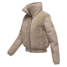 Navahoo Teddyzone Damen Winter Steppjacke gefüttert Light Taupe-Größe XS - Gr. 34