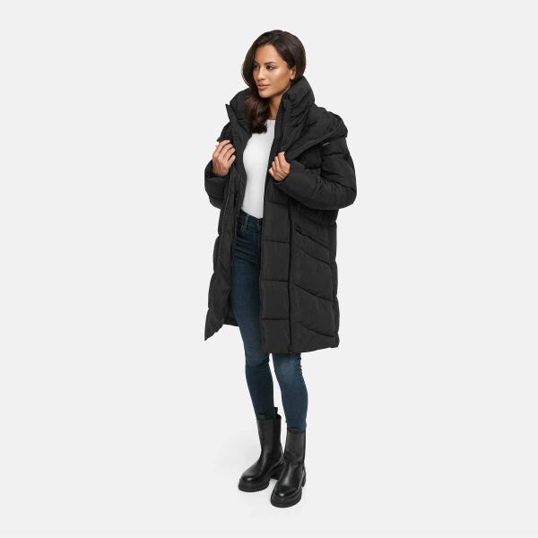 Marikoo Virenaa Damen Winter Steppjacke halblang Schwarz Größe XL - Gr. 42